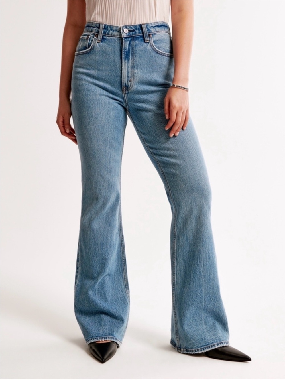 Abercrombie And Fitch Curve Love High Rise Vintage Flare Jeans in Blue